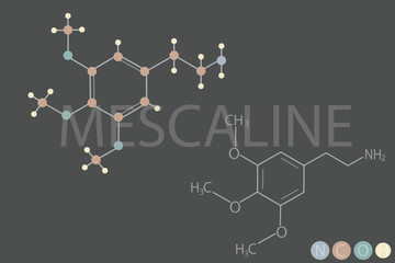 mescaline molecular skeletal chemical formula	 - obrazy, fototapety, plakaty