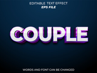 couple text effect, font editable, typography, 3d text. vector template