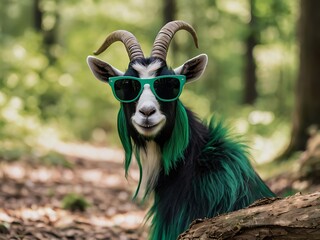 Goat wearing cool glasses ai generative