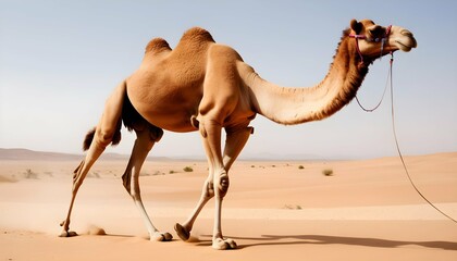 A Camels Long Legs Striding Confidently Across Th - obrazy, fototapety, plakaty