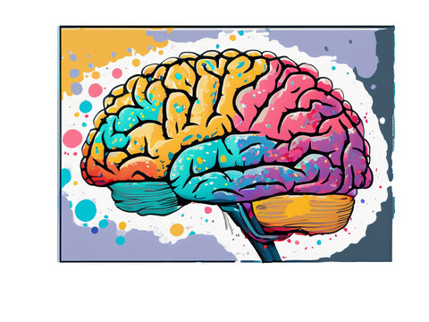 cerveau dessin&eacute; avec beaucoup de couleurs