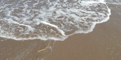 Waves and foam on the beach