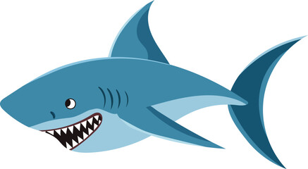 shark with teeth in flat style set