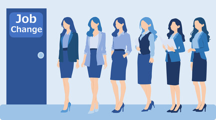 Obraz premium 転職を考えている女性たちのイラスト