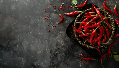 Foto op Aluminium red hot chili peppers in a bowl © The Stock Photo Girl