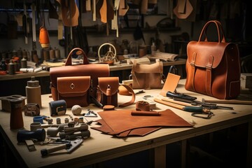 Durable Making leather goods craft. Design tool. Generate Ai
