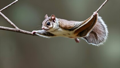 A Flying Squirrel With Its Wings Tucked In Prepar - obrazy, fototapety, plakaty