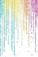 A pattern made of alphabet and numbers. letters and digits, binary and 0 and 1, one and zero and null, technology and digital futuristic, rgb and glowing colors. AI pattern overlay, AI Generated.