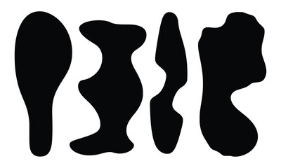 Set of Abstract Organic Shapes in Black Contemporary and Minimalist Vector Illustrations