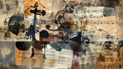 Musical Harmony Collage Background