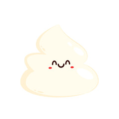 Whipped cream isolated on white background. Vector illustration of dessert in cartoon flat style. Food icon.