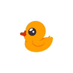 Cute rubber duck vector cartoon illustration isolated on a white background.