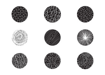Abstract circle round shape texture backgrounds. Line doodle, spots, wave, drops, curve patterns