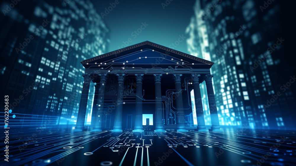 Poster digital art of classical architecture ai generated background image