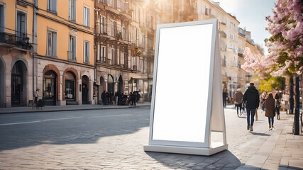 Mock up of light box on the street for your advertising. Blank billboard with copy space. background.AI generated image, ai
