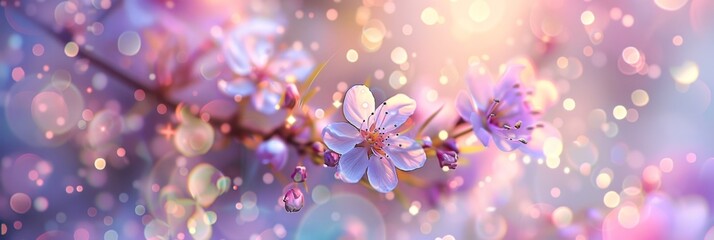 KS Beautiful spring nature background with blooming flowe.