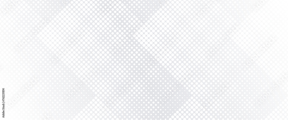 Poster Abstract background with white dots seamless pattern. Halftone gradient modern and clean landing page concept. Vector illustration 