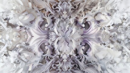 Lavender and Silver Symmetrical Floral Abstract Design
