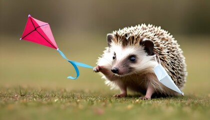 A Hedgehog Flying A Kite