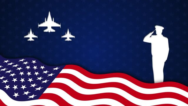 American Flag with Pilot and Airplane Silhouette For Memorial Day