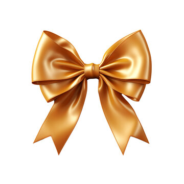 a gold bow on a white background