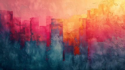 A colorful abstract cityscape.