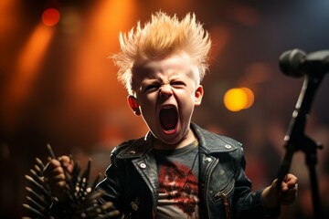 Electrifying Punk boy rock concert. People live. Generate Ai