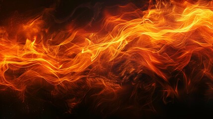Dramatic dance of fiery waves illuminating the darkness with intense warmth - obrazy, fototapety, plakaty