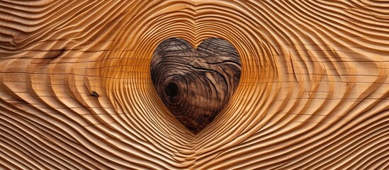 Wooden heart in the shape of a heart on a wooden background - obrazy, fototapety, plakaty