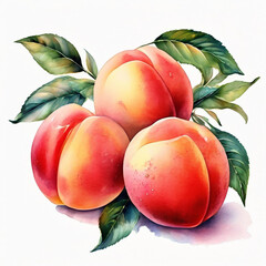 Colorful illustration with juicy peaches