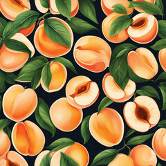Colorful illustration with juicy peaches