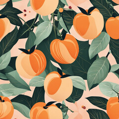 Colorful illustration with juicy peaches