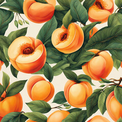 Colorful illustration with juicy peaches