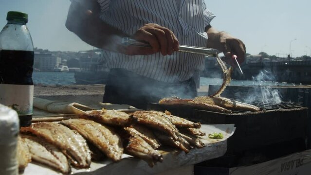 Fish barbecue stall in the market