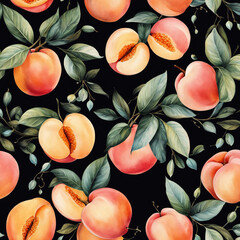 Colorful illustration with juicy peaches