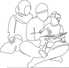 Muslim family reading