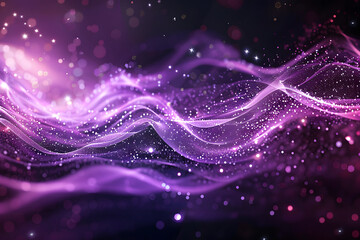 abstract background with glowing lines, digital abstract background featuring dynamic purple particles forming a captivating wave pattern, generative ai - obrazy, fototapety, plakaty