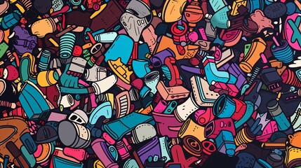 Abstract illustration of overproduction and overabundance of things - obrazy, fototapety, plakaty