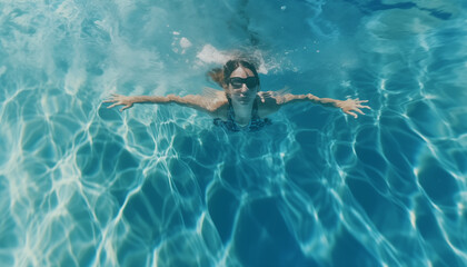 Woman swimming underwater