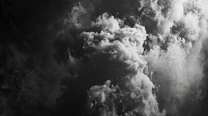 Transparent smoke shapes against black background - obrazy, fototapety, plakaty