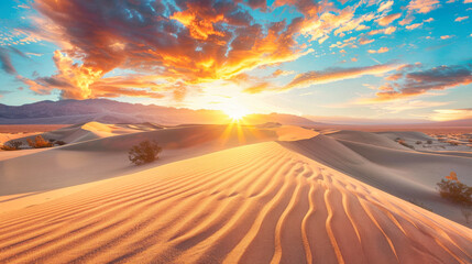Desert dunes at sunset - obrazy, fototapety, plakaty