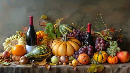 Foto op Canvas Autumn still life in honor of Thanksgiving, lunch and dinner in the family © midart