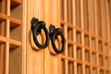 View of the door lock in the traditional Korean budilding