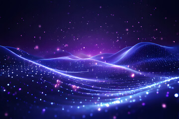 Fototapeta na wymiar abstract background with glowing lines, digital abstract background featuring dynamic purple particles forming a captivating wave pattern, generative ai