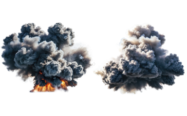Set of explosions on transparent background