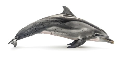 Charismatic Bottlenose Dolphin, the Sea's Friendly Ambassador, Swimming Joyfully on White Background