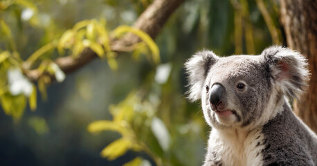 Koala in the background of the forest.