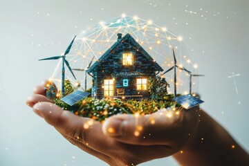 Redefining Home and Community: The Impact of Solar Advocacy, Eco Aesthetics, and Wind Energy Equipment on Building a Sustainable Future - obrazy, fototapety, plakaty