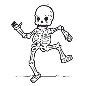 dancing skeleton vector illustrations. line art style. outline style