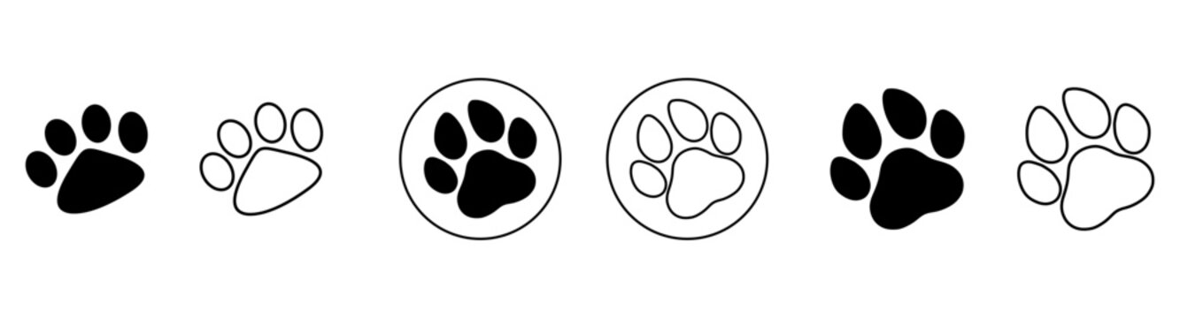 Dog Footprint logo. Footprint graphic. Pet outline. black silhouette of a paw print, isolated.